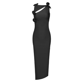 Rosy Sleeveless Flower Long Dress