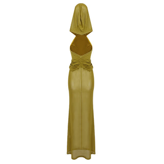 Hooded Cross Border Sleeveless Mesh Long Dress