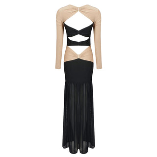 Luna Chic Backless Long Sleeve Long Dress