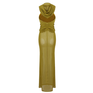 Hooded Cross Border Sleeveless Mesh Long Dress