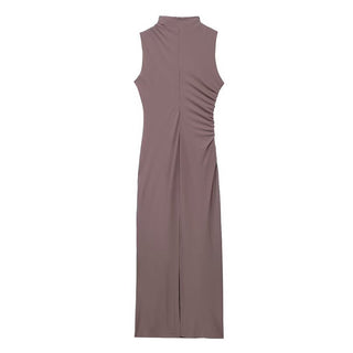 Chic High Neck Sleeveless Long Dress
