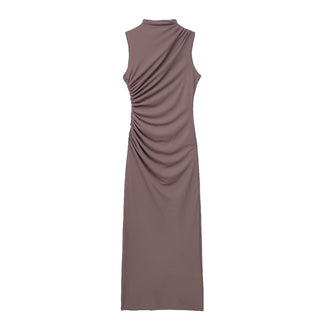 Chic High Neck Sleeveless Long Dress