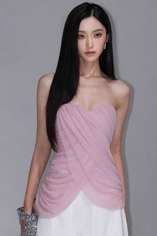 Celeste Tulle Crossover Strapless Top