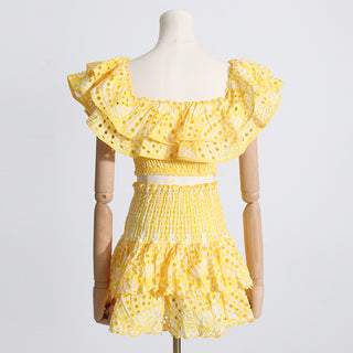 Off Shoulder Embroidered Set