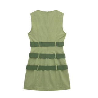 Triple Belted Sleeveless Mini Dress