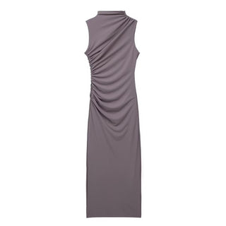 Chic High Neck Sleeveless Long Dress