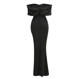 Noir Elegance Off Shoulder Spandex Long Dress