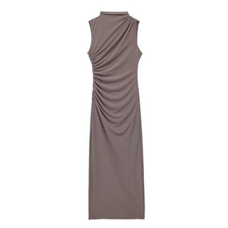 Chic High Neck Sleeveless Long Dress