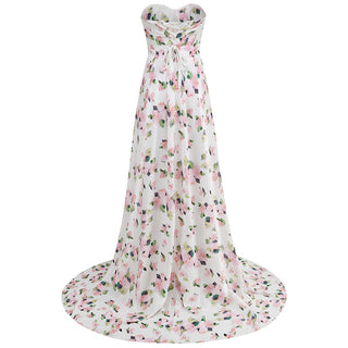 Lea Strapless Back Tie Floral Long Dress