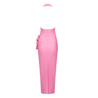 Lily Pink Backless Flower Midi Dress