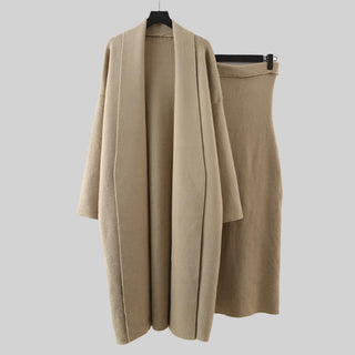 Minimalist Wool Cardigan and Midi Dress Set