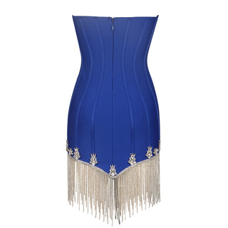 Tassel Tango Strapless Striped Mini Dress