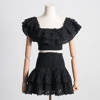 Off Shoulder Embroidered Set