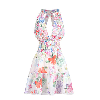 Summer Bloom Halter Neck  Backless Mini Dress