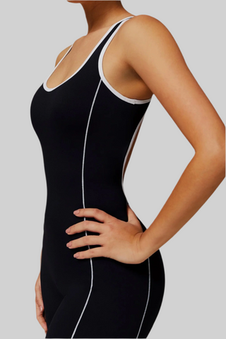 Sleeveless Open-Back Padded Sports Jumpsuit