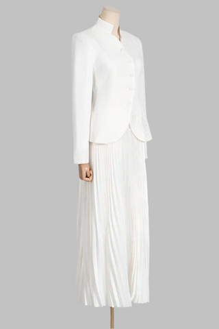Elegant Tailored Blazer & Pleated Maxi Skirt Set