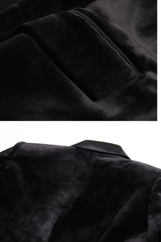 Velvet Feather Cuff Long Sleeve Blazer