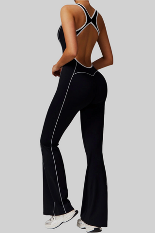 Sleeveless Open-Back Padded Sports Jumpsuit