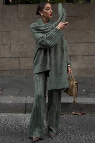 Cozy Luxe Ribbed Knit 3-Piece Set