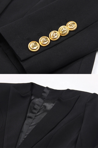 Classic Long Sleeve Blazer Dress – Fitted Crepe with Sharp Lapels