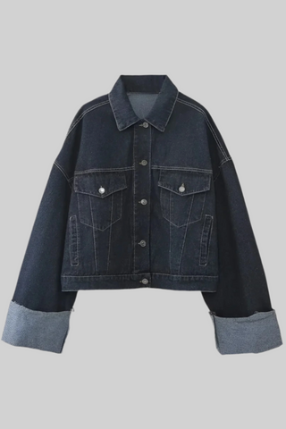 Oversized Cuffed Denim Jacket