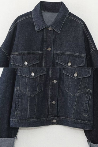 Oversized Cuffed Denim Jacket
