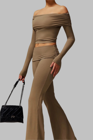 Padded Off-Shoulder Long-Sleeve Sport Top