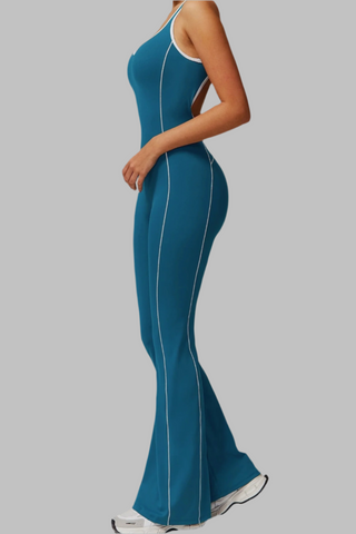 Sleeveless Open-Back Padded Sports Jumpsuit