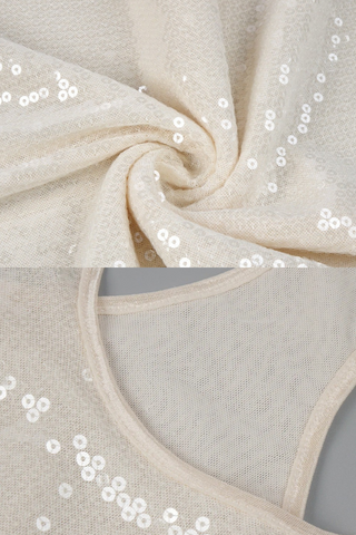 Sleeveless Sequin Halter Long Dress with High Slit