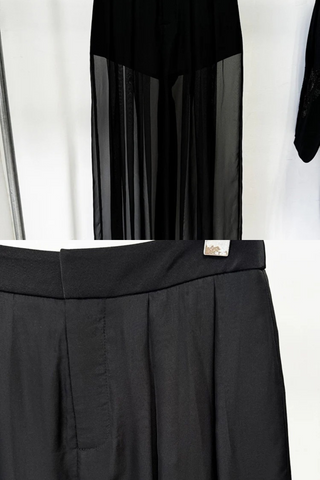 Embellished Blazer & Sheer Wide-Leg Pant Set