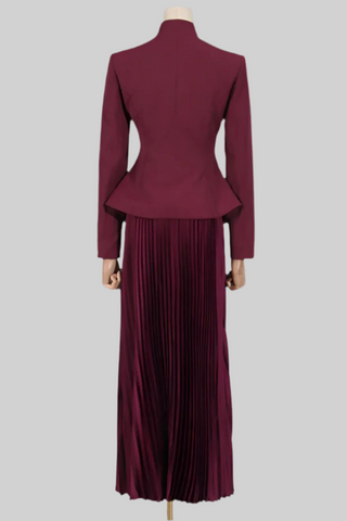 Elegant Tailored Blazer & Pleated Maxi Skirt Set