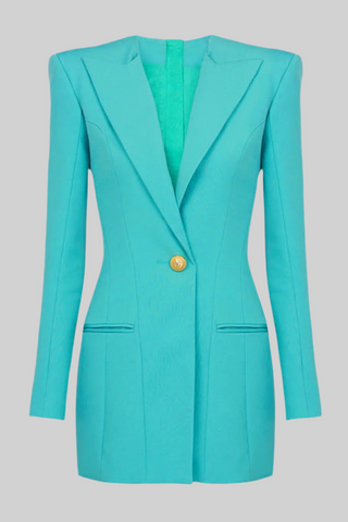 Classic Long Sleeve Blazer Dress – Fitted Crepe with Sharp Lapels