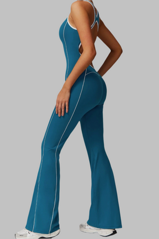 Sleeveless Open-Back Padded Sports Jumpsuit