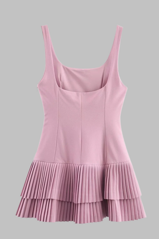 Sleeveless Pleated Mini Dress with Matching Shorts