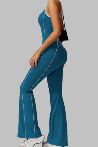 Sleeveless Open-Back Padded Sports Jumpsuit