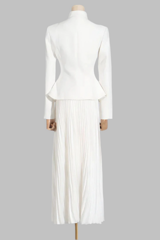 Elegant Tailored Blazer & Pleated Maxi Skirt Set