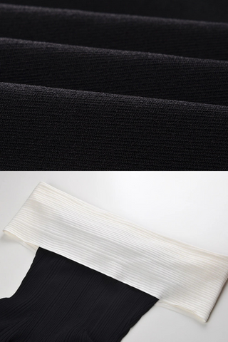 Off-Shoulder Bow Detail Ribbed Knit Mini Dress