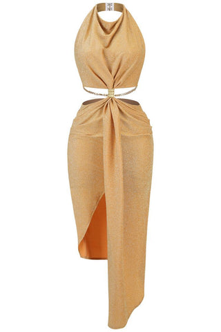 Rosy Slim Fit Backless Midi Dress
