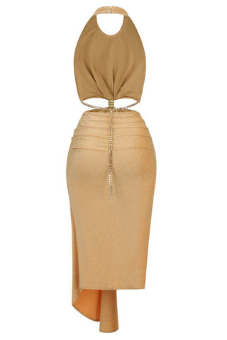 Rosy Slim Fit Backless Midi Dress