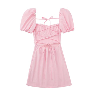 Sezra Linen Backless Mini Dress