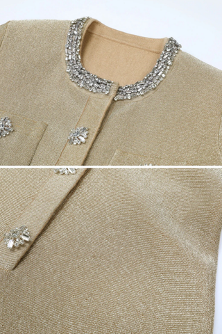 Embellished Collar Knit Mini Dress – Long Sleeve