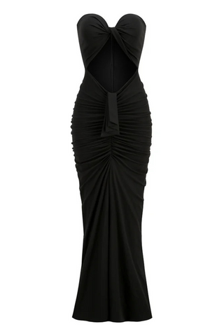 Aida Strapless Black Long Dress