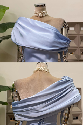 Satin Draped Off-Shoulder Sleeveless Mini Dress with Lace-Up Back