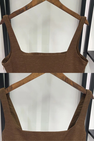 Statement Cut-Out Linen Blend Long Dress with Metal Eyelet Details