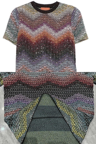Metallic Chevron Knit Short Sleeve Top & High-Waisted Shorts Set