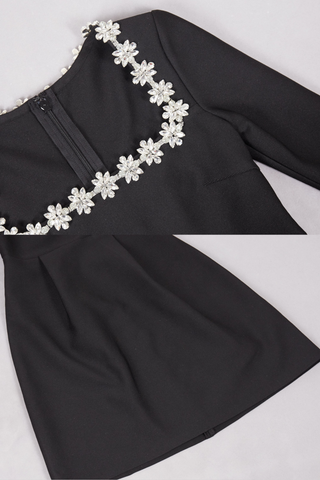 Diamond Elegance Long Sleeve Mini Dress