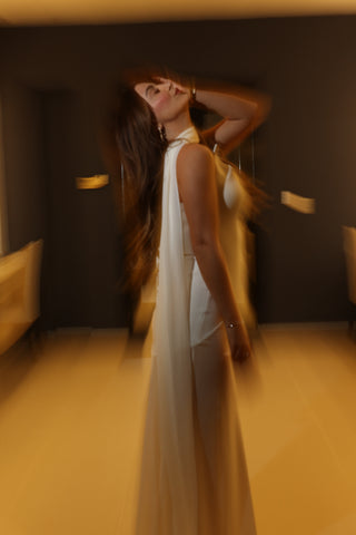 Elegant Sleeveless Bandage Mesh Long Dress Evening Gown with Scarf Detail