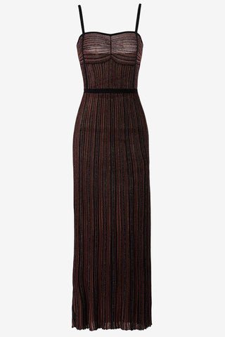 Sparkle Ribbed Sweetheart Neck Sleeveless Long Dress