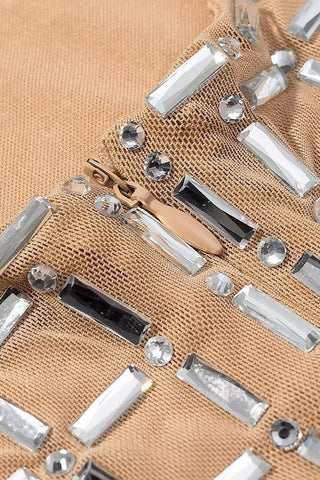 Crystal Embellished Halter Neck Bodycon Long Dress