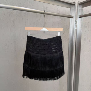 Crochet Bustier Top & Fringe Mini Skirt Set
